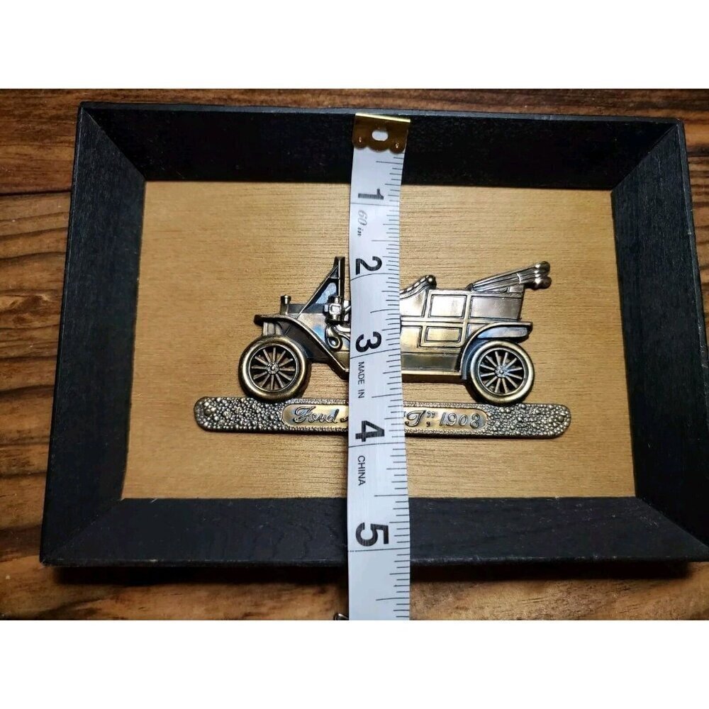 4 Vintage Framed Brass Wall Hangings Plaques Buick Chevrolet Automobiles Japan - Picture 9 of 9